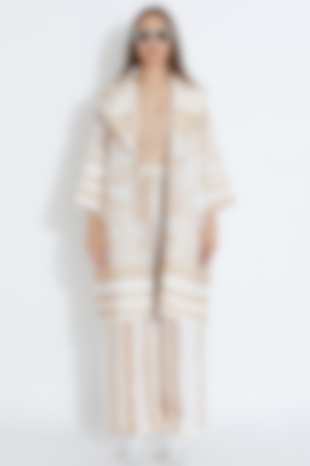 Beige & White Printed Jacket by Aartivijay Gupta at Pernia's Pop Up Shop