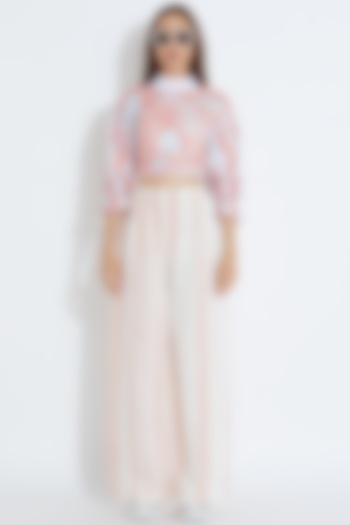 Pink & White Printed Blouse by Aartivijay Gupta at Pernia's Pop Up Shop