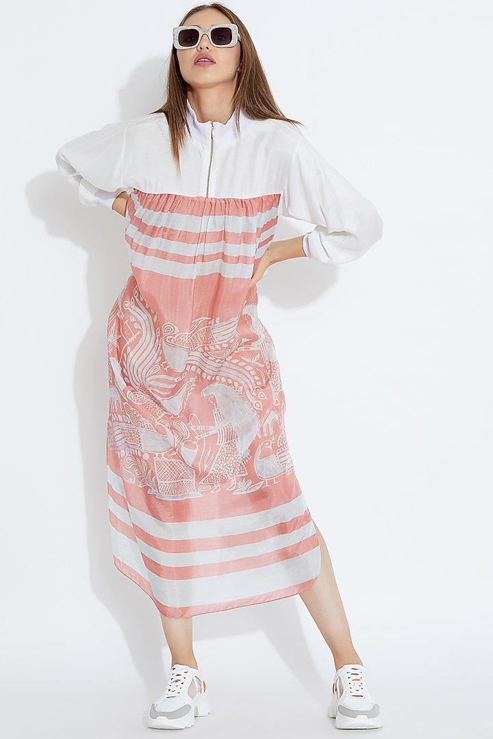 Pink & White Printed Maxi Cocktail Dress by Aartivijay Gupta at Pernia's Pop Up Shop