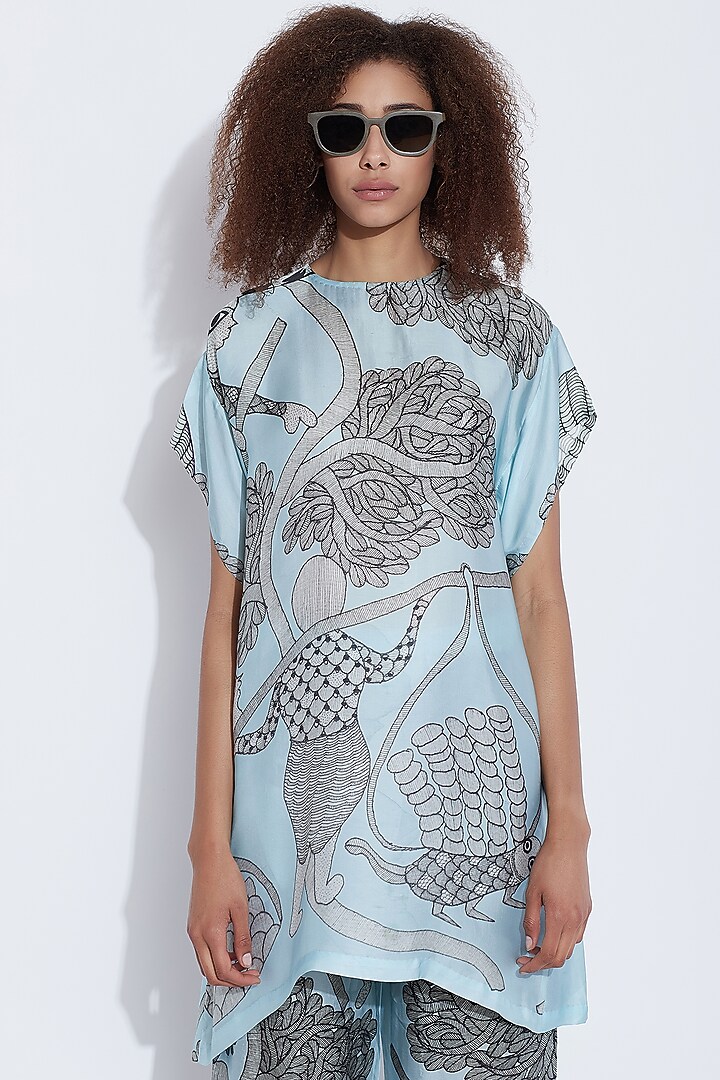 Blue Printed Top by Aartivijay Gupta at Pernia's Pop Up Shop