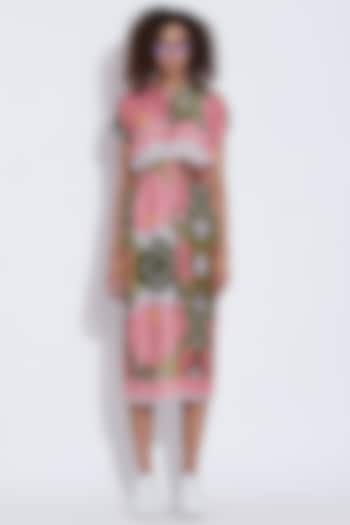 Pink & Green Drawstring Cocktail Dress by Aartivijay Gupta at Pernia's Pop Up Shop