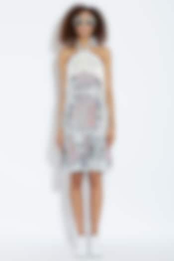 White Printed Halter Vacation Dress by Aartivijay Gupta at Pernia's Pop Up Shop