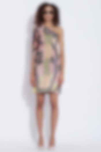 Yellow &Multi Colored Printed One Shoulder Dress by Aartivijay Gupta at Pernia's Pop Up Shop
