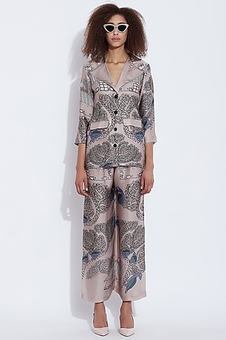 Grey Printed Pants by Aartivijay Gupta