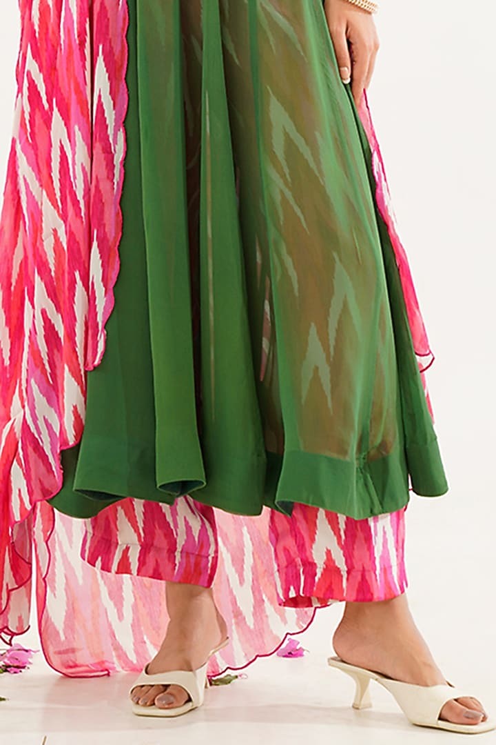 Green Georgette Kalidar Anarkali Set by AVAHA at Pernia's Pop Up Shop