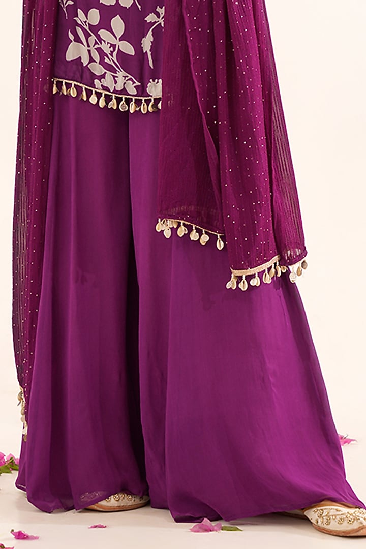 Purple Georgette Sharara Set by AVAHA at Pernia's Pop Up Shop