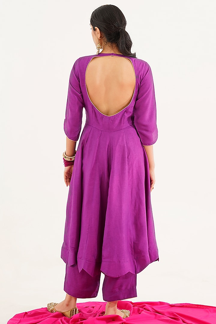 Purple Dola Silk Anarkali Set by AVAHA at Pernia's Pop Up Shop