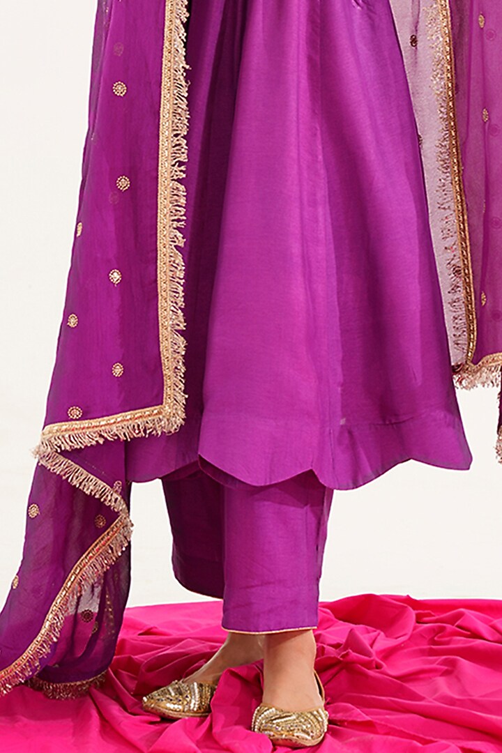 Purple Dola Silk Anarkali Set by AVAHA at Pernia's Pop Up Shop