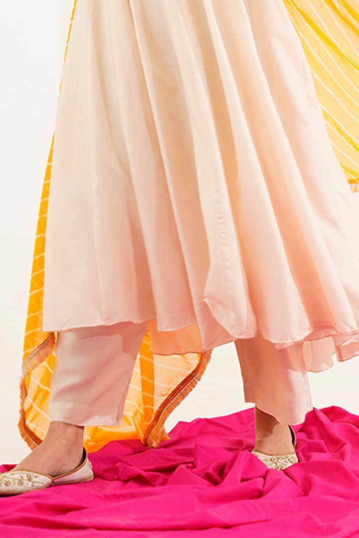 Off-White Dola Silk Kalidar Anarkali Set by AVAHA at Pernia's Pop Up Shop