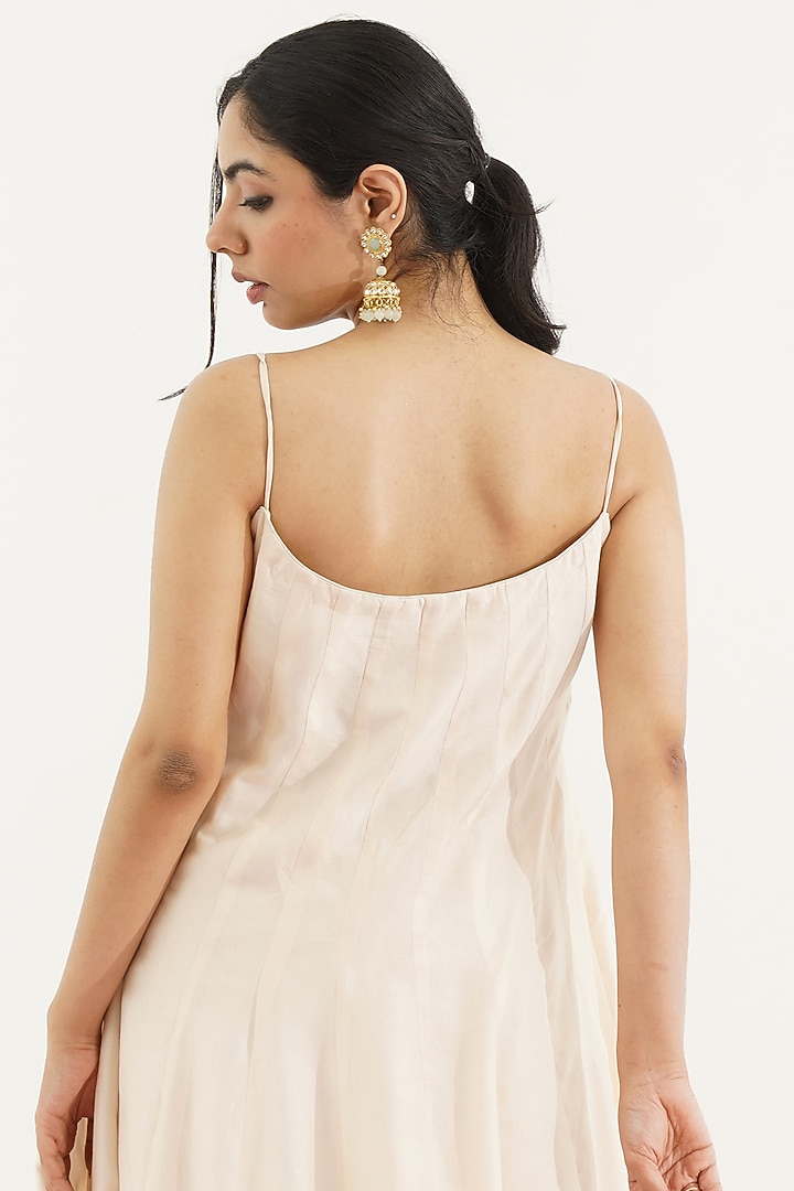 Off-White Dola Silk Kalidar Anarkali Set by AVAHA at Pernia's Pop Up Shop