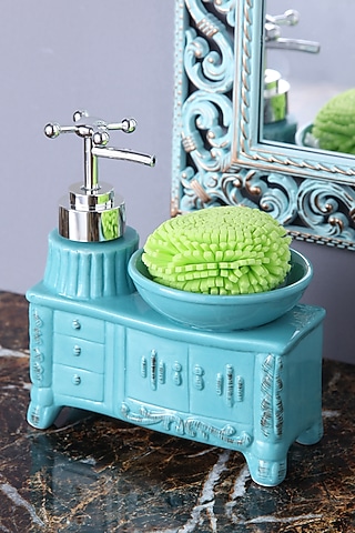 Blue Ceramic Soap Dispenser by A Vintage Affair