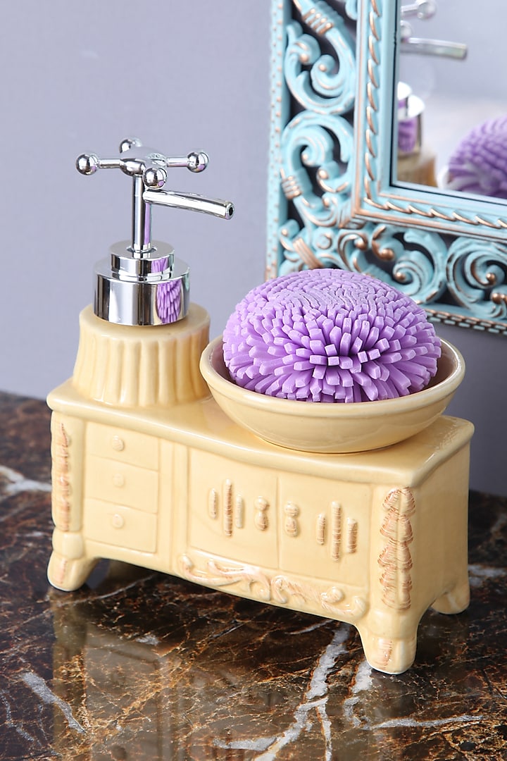 Cream Ceramic Soap Dispenser by A Vintage Affair