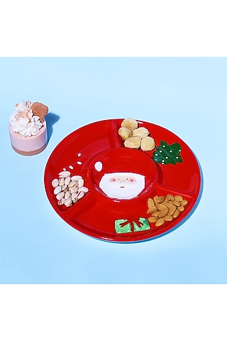 Red Ceramic Santa Claus Serving Platter by A Vintage Affair