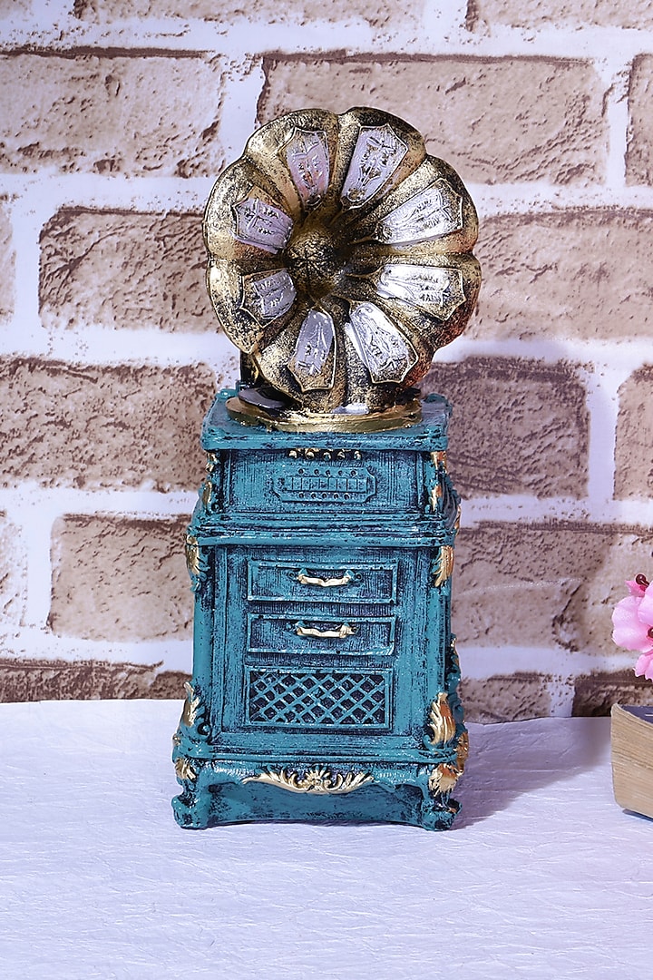 Blue Resin Vintage Gramophone Decor Accent by A Vintage Affair at Pernia's Pop Up Shop