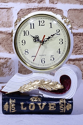 White Resin Vintage Table Clock by A Vintage Affair