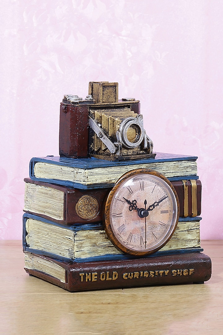 Brown Resin Vintage Library Camera Table Clock by A Vintage Affair at Pernia's Pop Up Shop