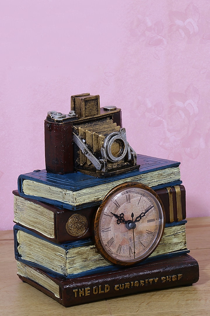 Brown Resin Vintage Library Camera Table Clock by A Vintage Affair at Pernia's Pop Up Shop