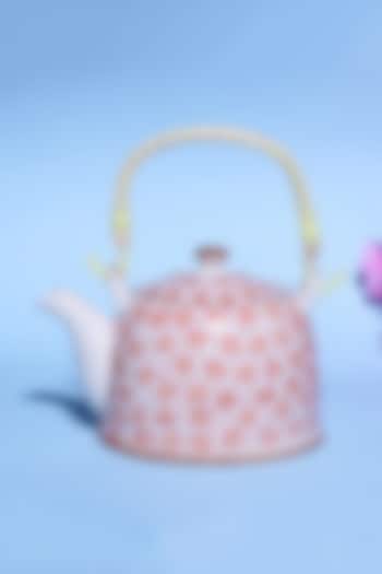 Bright Orange Ceramic Floral Teapot by A Vintage Affair