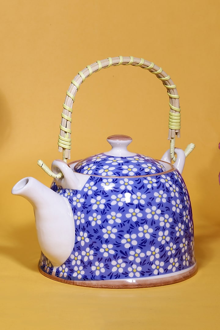 Blue Ceramic Floral Teapot by A Vintage Affair at Pernia's Pop Up Shop