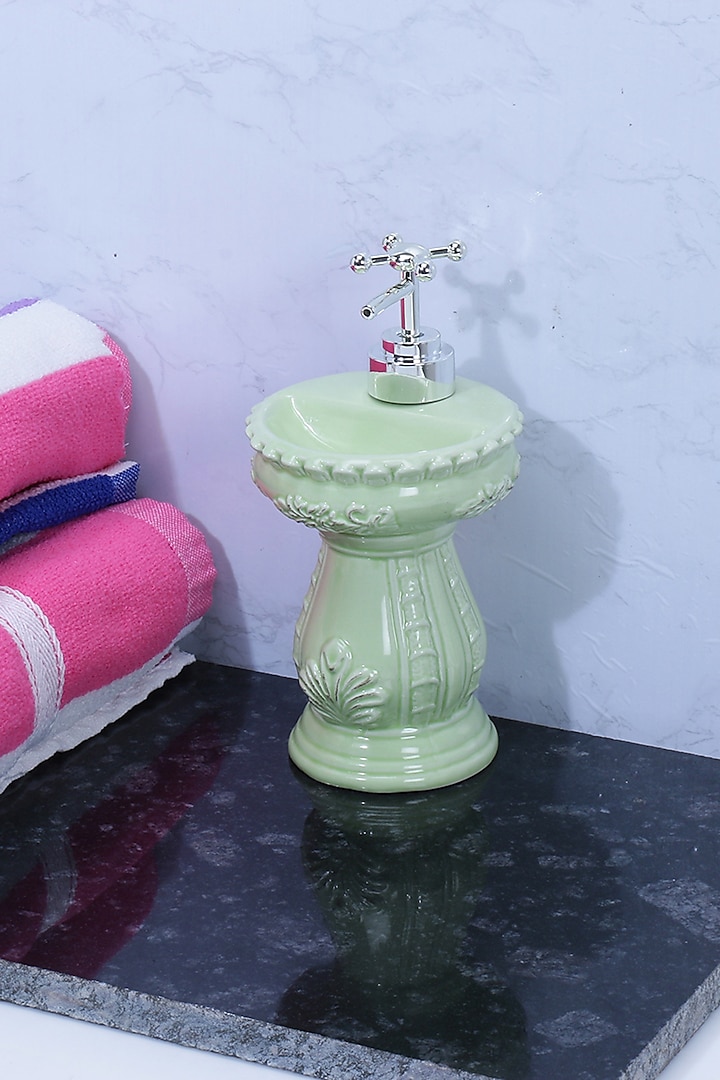 Green Ceramic Sink-Shaped Soap Dispenser by A Vintage Affair
