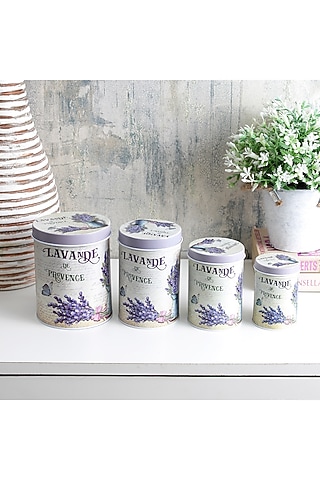Lavender Metal Floral Vintage Tin Container Set by A Vintage Affair
