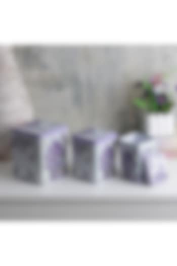 Dark Lavender Metal Floral Vintage Tin Container Set by A Vintage Affair at Pernia's Pop Up Shop