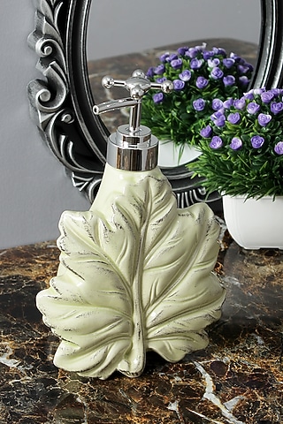Yellow Ceramic Maple Leaf Soap Dispenser by A Vintage Affair