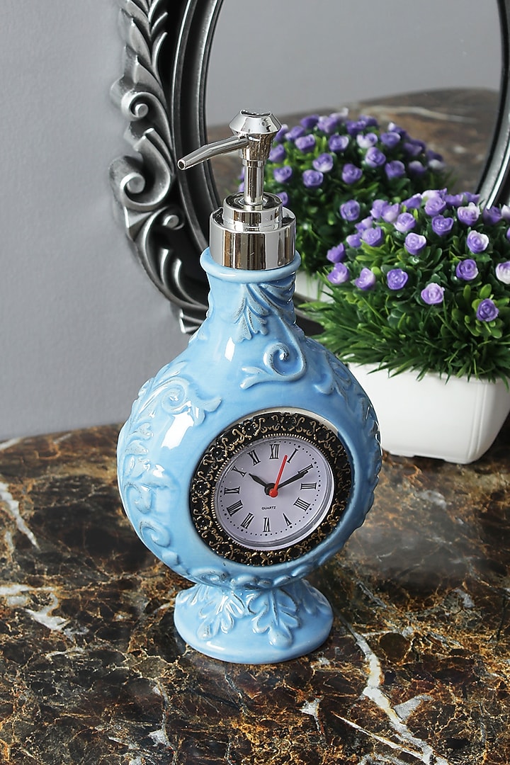 Blue Ceramic Vintage Clock Soap Dispenser by A Vintage Affair at Pernia's Pop Up Shop