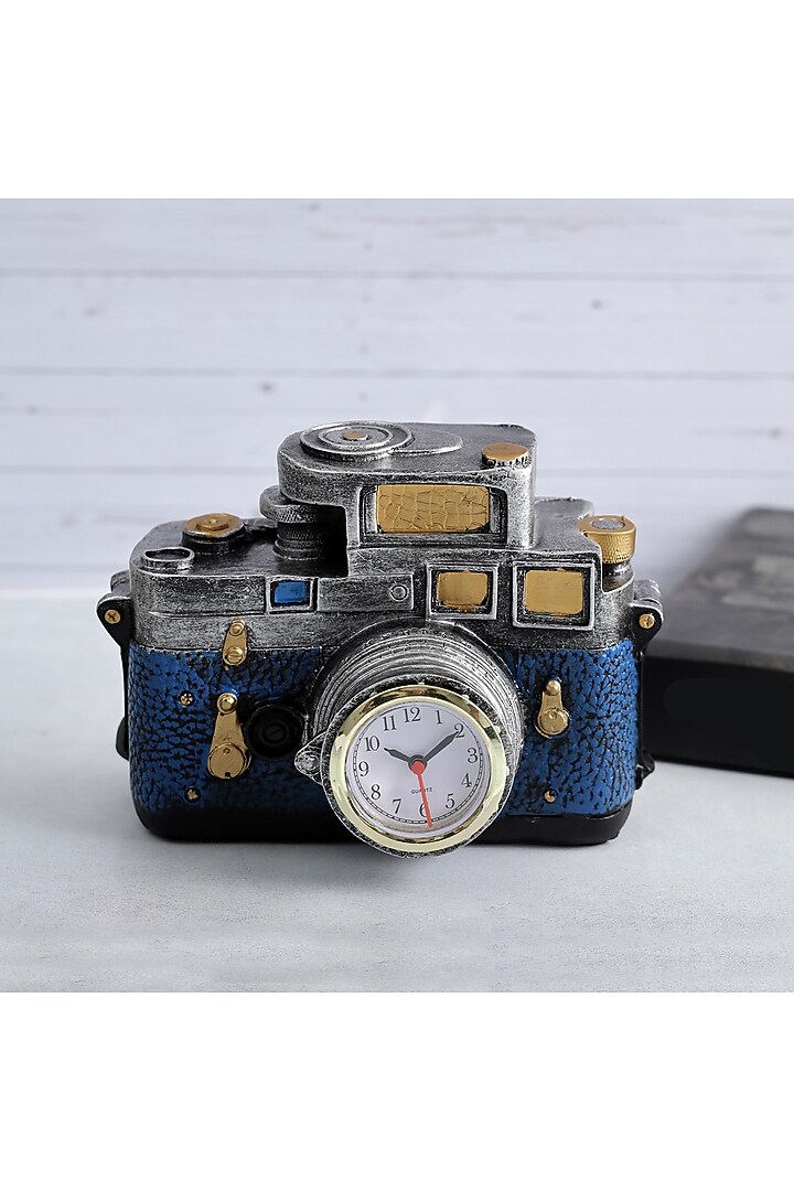 Blue Resin Vintage Camera Clock Decor Accent by A Vintage Affair at Pernia's Pop Up Shop