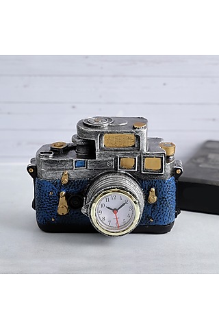 Blue Resin Vintage Camera Clock Decor Accent by A Vintage Affair