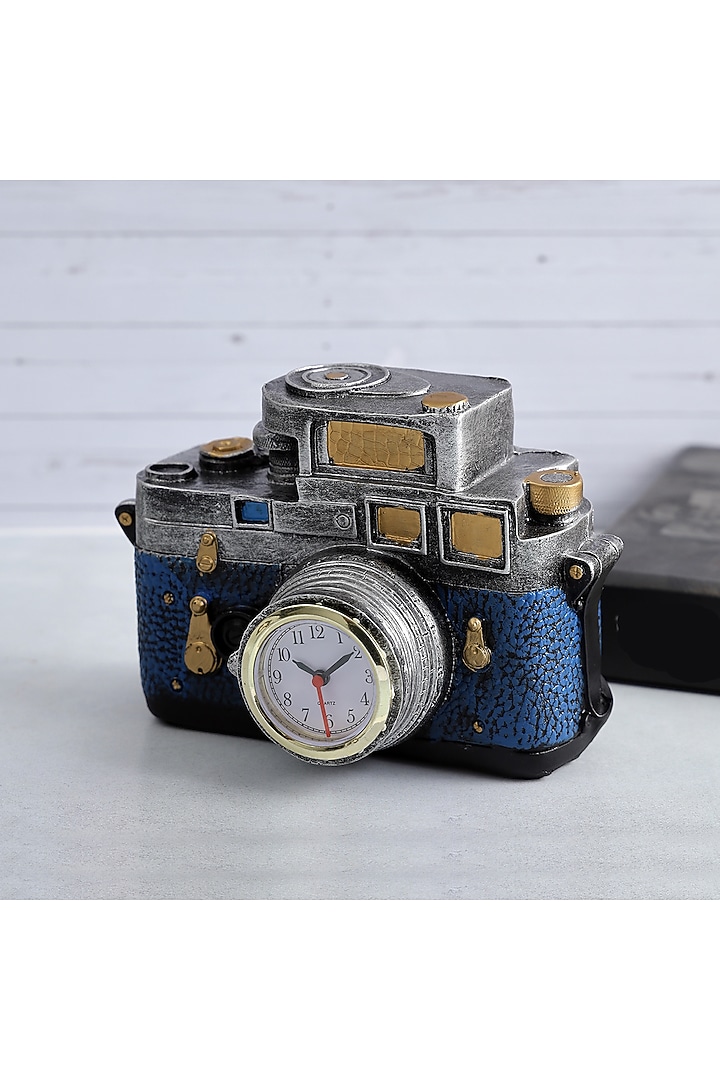 Blue Resin Vintage Camera Clock Decor Accent by A Vintage Affair at Pernia's Pop Up Shop