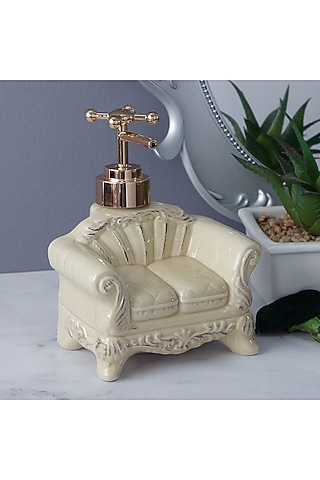 Beige Ceramic Vintage Sofa-Shaped Soap Dispenser by A Vintage Affair
