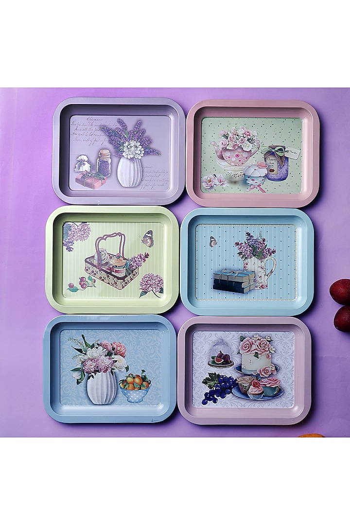 Multi-Colored Metal Mini Serving Tray Set by A Vintage Affair at Pernia's Pop Up Shop