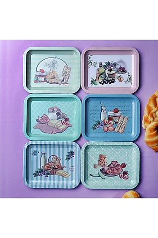 Multi-Colored Metal Mini Serving Tray Set by A Vintage Affair