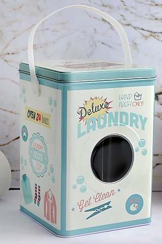 Blue Metal Detergent Powder Storage Box by A Vintage Affair