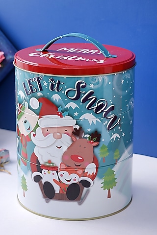 Powder Blue Metal Large Christmas Storage Container by A Vintage Affair