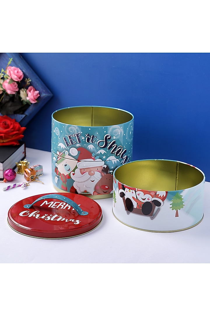 Powder Blue Metal Large Christmas Storage Container by A Vintage Affair at Pernia's Pop Up Shop
