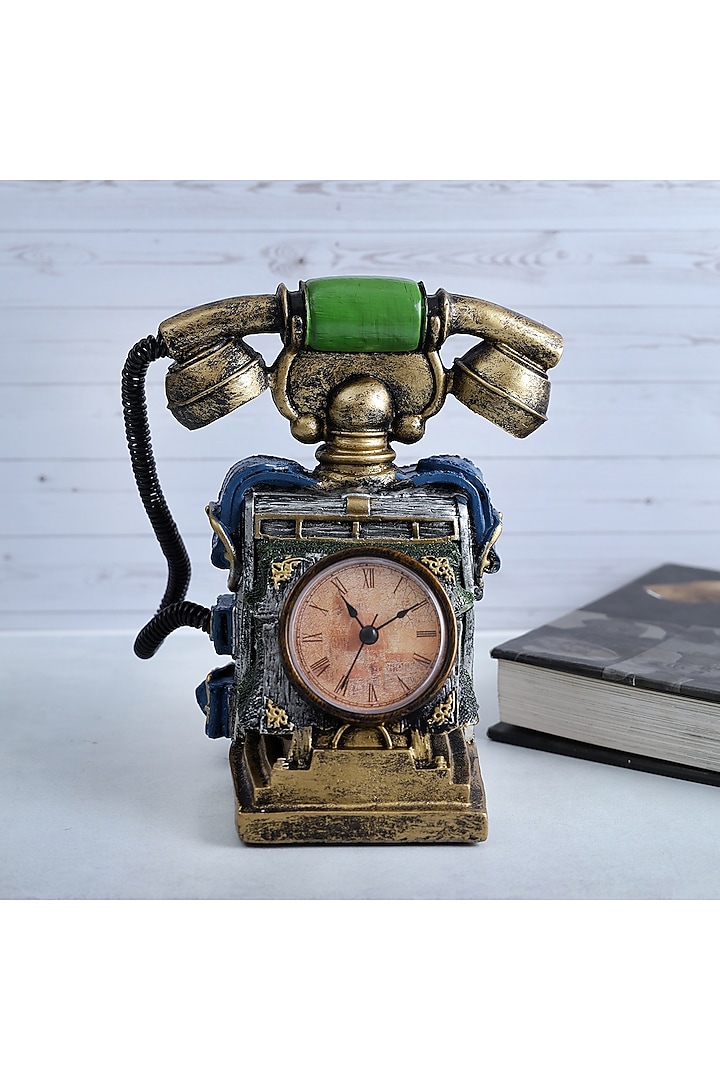 Multi-Colored Resin Antique Telephone Tabletop Clock by A Vintage Affair at Pernia's Pop Up Shop