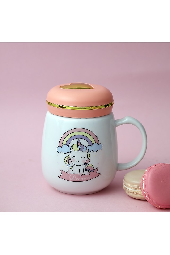 White Ceramic Unicorn Mason Jar With Lid by A Vintage Affair at Pernia's Pop Up Shop
