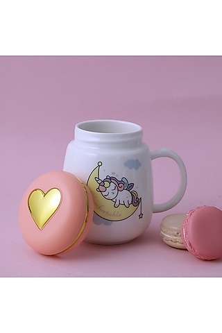 White Ceramic Unicorn Mason Jar With Lid by A Vintage Affair