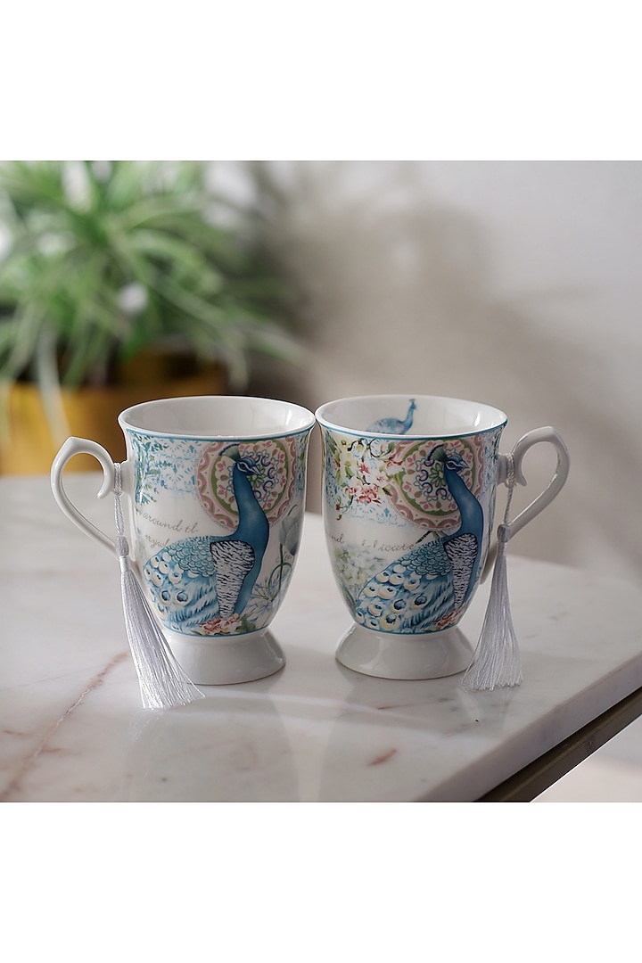 White Ceramic Printed Vintage Tea Cup Set by A Vintage Affair at Pernia's Pop Up Shop