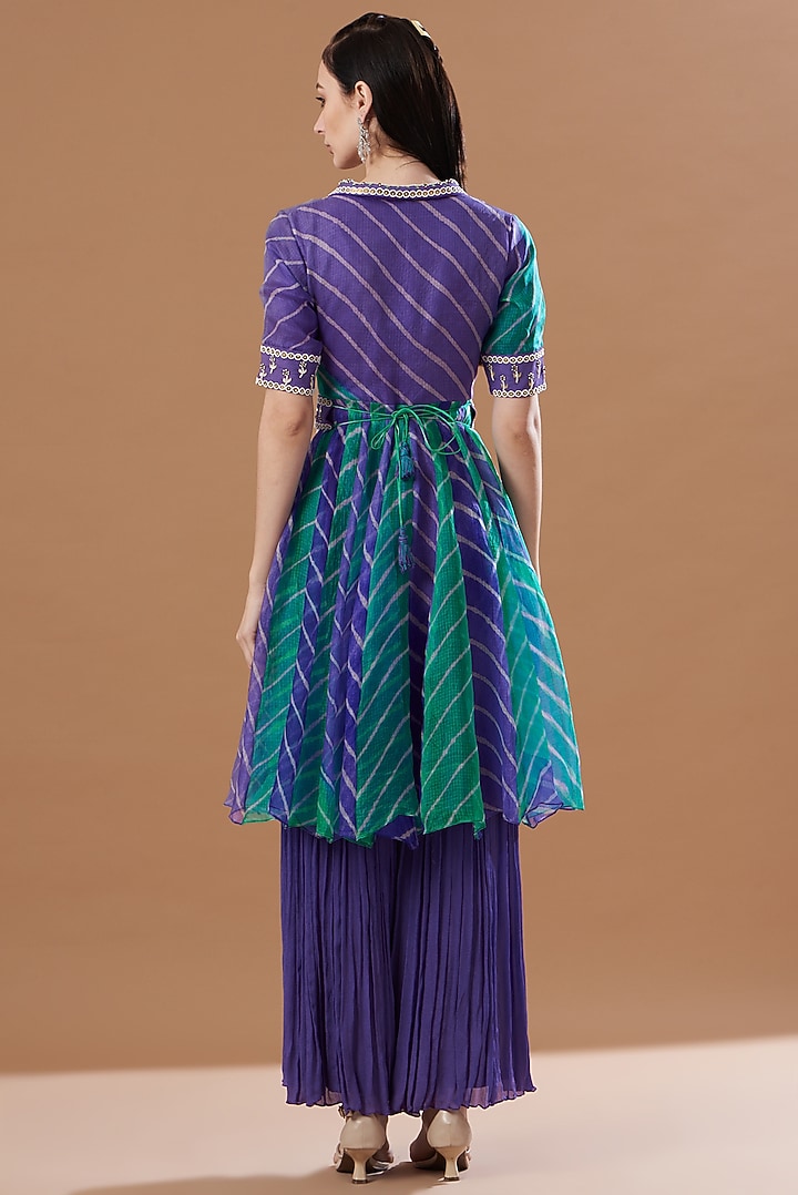 Purple & Sky Blue Printed Party Wear Sharara Set by Anvita Jain Label at Pernia's Pop Up Shop