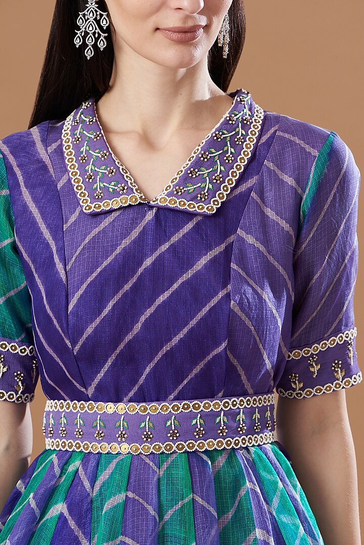 Purple & Sky Blue Printed Party Wear Sharara Set by Anvita Jain Label at Pernia's Pop Up Shop