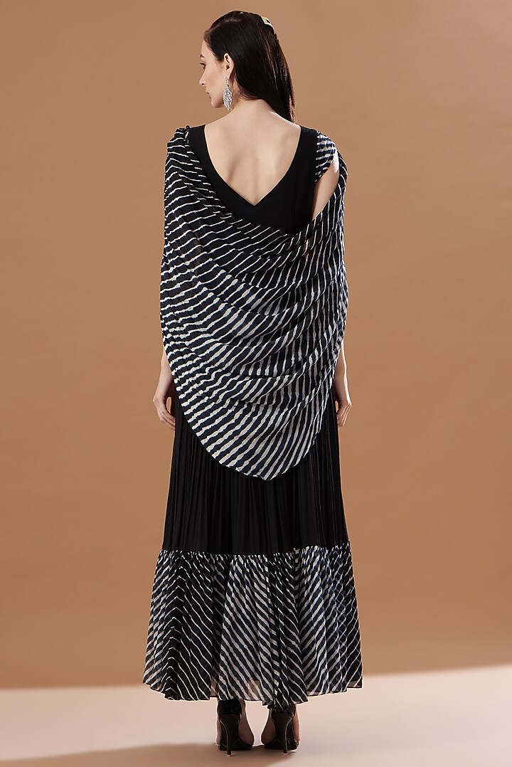 Black Georgette Printed Engagement Gown by Anvita Jain Label at Pernia's Pop Up Shop