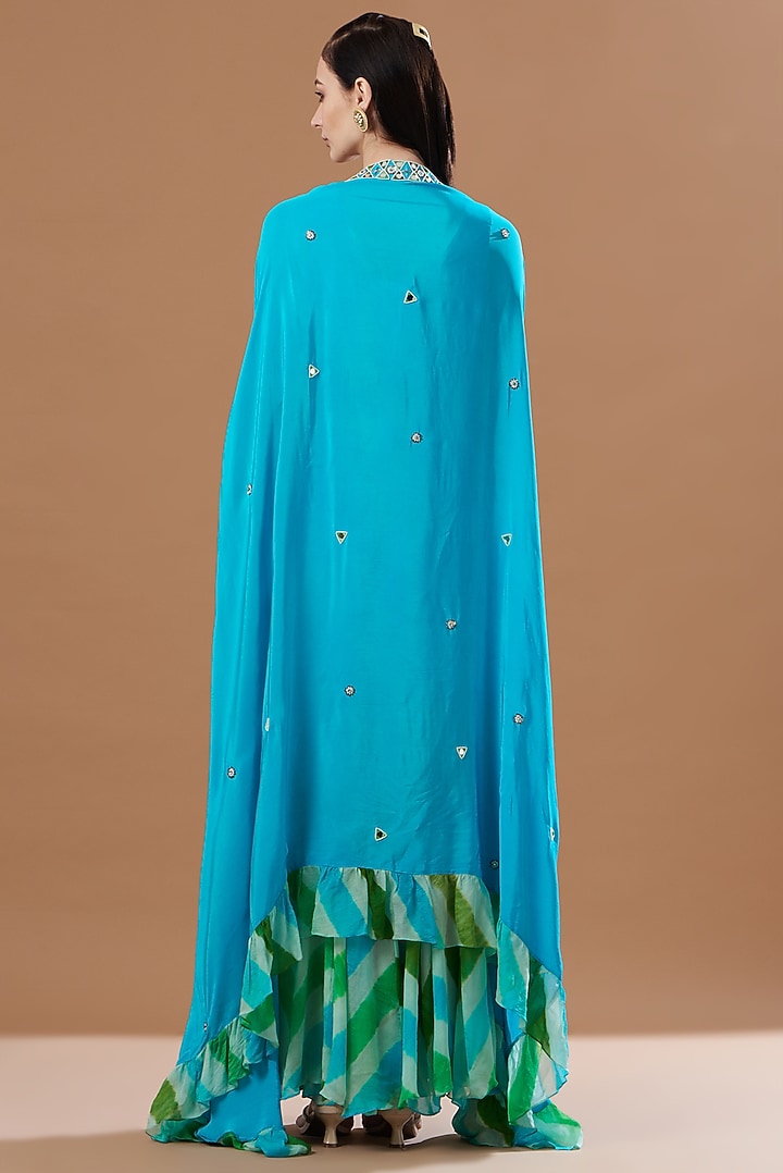 Blue Embroidered Cape Set by Anvita Jain Label at Pernia's Pop Up Shop