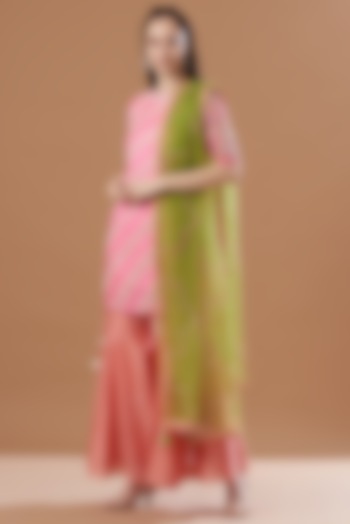 Blush Pink Leheriya Printed Tunic Set by Anvita Jain Label