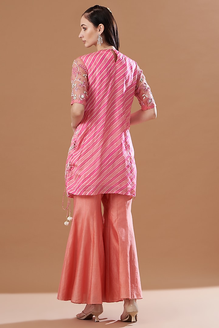 Blush Pink Leheriya Printed Tunic Set by Anvita Jain Label at Pernia's Pop Up Shop