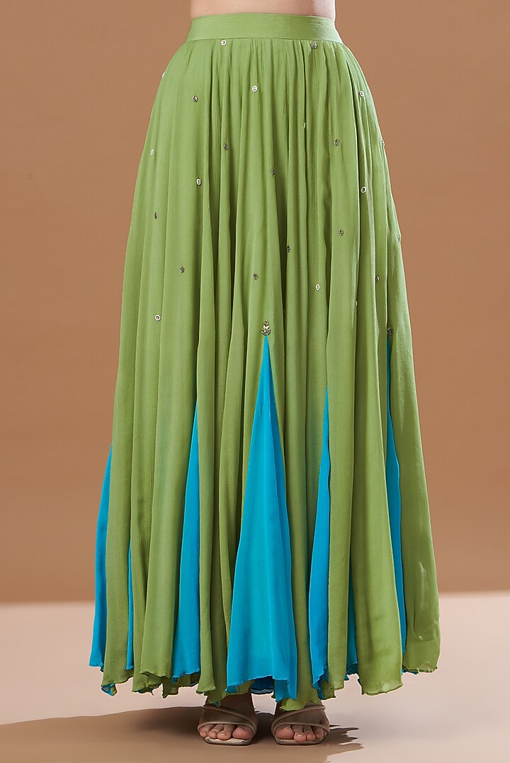 Green Georgette Skirt Set by Anvita Jain Label at Pernia's Pop Up Shop
