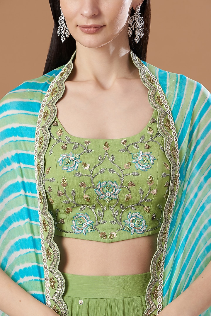 Green Georgette Skirt Set by Anvita Jain Label at Pernia's Pop Up Shop