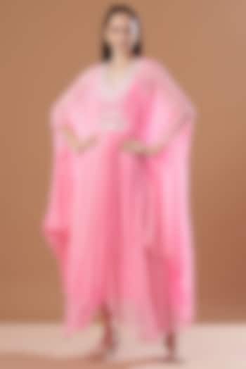 Blush Pink Leheriya Printed Kaftan Set by Anvita Jain Label